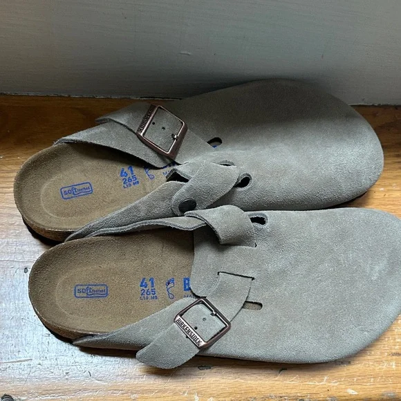 Birkenstock Taupe Suede Buckle Sandals - Picture 2 of 5